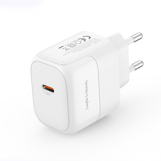 XO L136 (EU) PD20W 1 USB-C FAST CHARGING CHARGER Universal φορτιστής USB-C, 20W σε λευκό χρώμα - XO