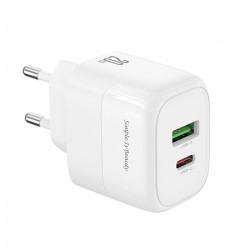 XO L137 (EU) PD20W / QC18W  (1 USB-A+1 USB-C) FAST CHARGING CHARGER Universal φορτιστής με 2 εξόδους 1xUSB-A & 1xUSB-C, PD20 & QC18W σε λευκό χρώμα - XO