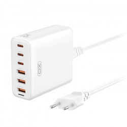 XO L133 (EU) 75W GAN 3A + 3C FAST CHARGER WITH 1.5m POWER CORD Universal φορτιστής GaN με 6 εξόδους, 3xUSB-C και 3xUSB-A και ενσωματωμένο καλώδιο τροφοδοσίας, 75W - XO