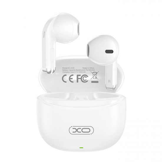 XO X33 WHITE COLOR Bluetooth ακουστικά handsfree με θήκη φόρτισης, σε λευκό χρώμα - XO