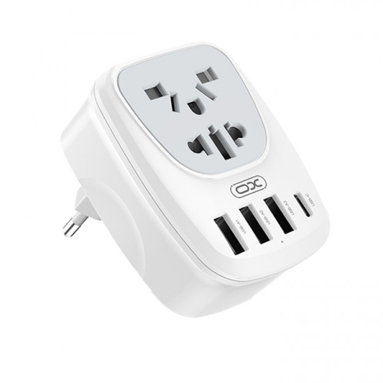 XO WL26 Universal αντάπτορας τροφοδοσίας σε schuko και με 4 εξόδους, 3xUSB-A & 1x USB-C - XO