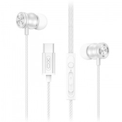 XO EP80 Ενσύρματα in-ear μεταλλικά ακουστικά με μικρόφωνο και βύσμα USB-C, σε λευκό χρώμα - XO