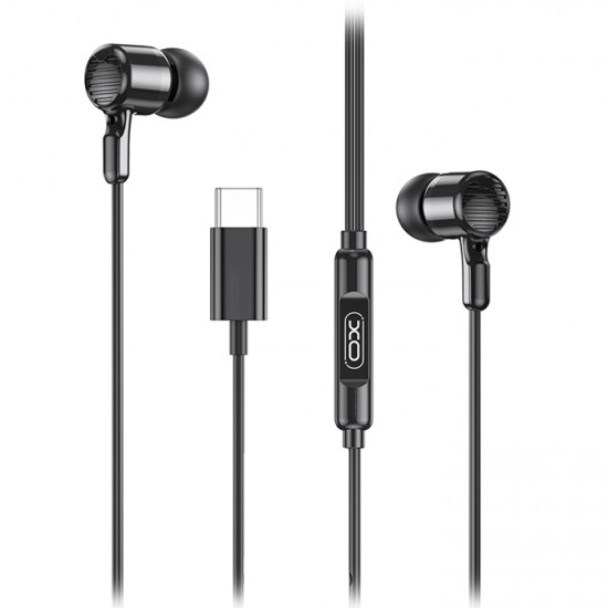 XO EP81 Ενσύρματα in-ear μεταλλικά ακουστικά με μικρόφωνο και βύσμα USB-C, σε μαύρο χρώμα - XO