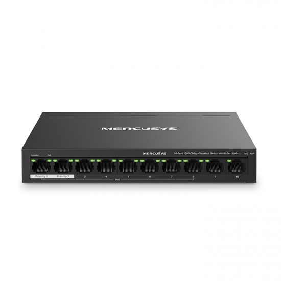 MERCUSYS MS110P 10-Port 10/100Mbps desktop switch με 8 θύρες PoE+ - MERCUSYS