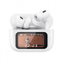 XO X36 Bluetooth ακουστικά handsfree με θήκη ασύρματης φόρτισης, noise cancellation και οθόνη, σε λευκό χρώμα - XO