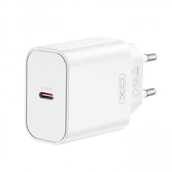 XO CE32 (EU) PD20W SINGLE USB-C FAST CHARGER Universal φορτιστής USB-C PD20W, σε λευκό χρώμα - XO