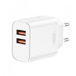 XO CE34 (EU) DUAL USB-A 2.4A CHARGER Universal φορτιστής με 2 εξόδους USB-A, 12W σε λευκό χρώμα - XO