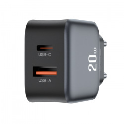 XO L154 (EU) PD20W/QC18W (1A 1C) FAST CHARGER Universal φορτιστής με 2 εξόδους, 1xUSB-A & 1xUSB-C, PD20W & QC18W σε μαύρο χρώμα - XO