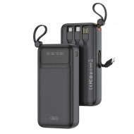 XO PR279 Powerbank 20.000 mAh, με 4 ενσωματωμένα καλώδια (1x USB-Α, 1x USB Type-C, 1x Micro USB, 1x Lightning) σε μαύρο χρώμα - XO