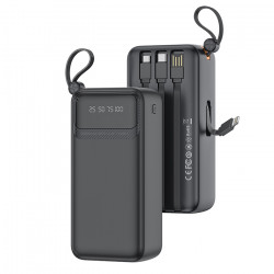 XO PR280 Powerbank 30.000mAh, με 4 ενσωματωμένα καλώδια (USB-A, USB-C, MICRO, LIGHTNING) - XO