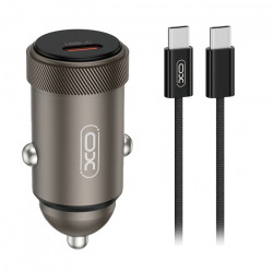 XO CC70 Universal φορτιστής αυτοκινήτου USB-C και με αποσπώμενο καλώδιο, σε γκρι χρώμα - XO