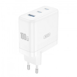 XO CE35 (EU) Universal φορτιστής GaN με 3 εξόδους, 2x USB-C & 1x USB-A, σε λευκό χρώμα - XO