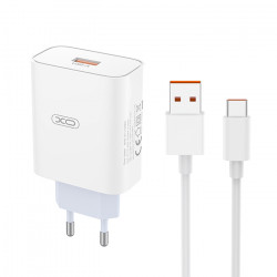 XO L164 Universal φορτιστής 120W με 1 έξοδο USB-A και αποσπώμενο καλώδιο USB-A - USB type-C, σε λευκό χρώμα - XO