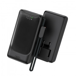 XO PR282 Powerbank 10.000 mAh με 2 θύρες USB (1x USB-A, 1x USB-C), βύσμα EU κι ενσωματωμένο καλώδιο Type-C - XO