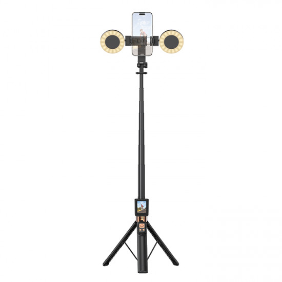 XO SS23 Bluetooth selfie stick με τηλεχειριστήριο και αποσπώμενα ring lights - XO