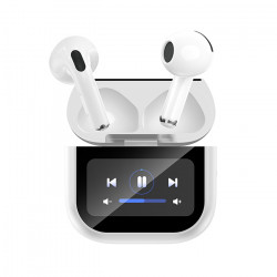XO X42 PRO 6TH GENERATION Bluetooth ακουστικά handsfree με θήκη φόρτισης και οθόνη, σε λευκό χρώμα - XO