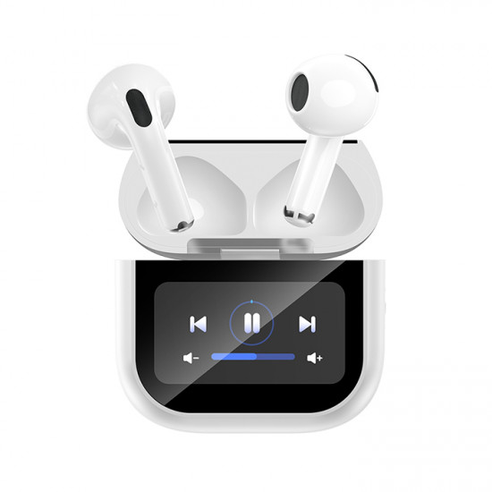 XO X42 PRO 6TH GENERATION Bluetooth ακουστικά handsfree με θήκη φόρτισης και οθόνη, σε λευκό χρώμα - XO