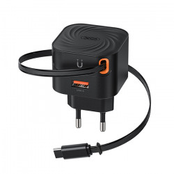 XO L165 Φορτιστής με θύρα USB-A και ενσωματωμένο καλώδιο Type-C, 20W - XO