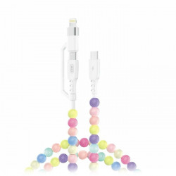 XO NB-Q301 Καλώδιο USB High-Speed Type-C αρσ. - Type-C αρσ. και Lightning, με πολύχρωμες χάντρες, 1.00m - XO