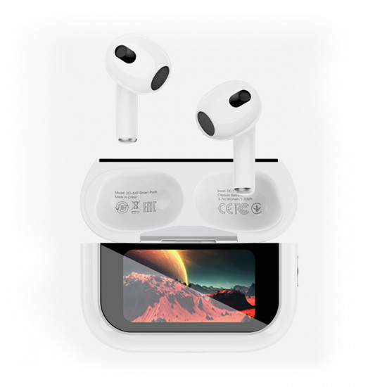 XO X47 4th GENERATION Bluetooth ακουστικά handsfree με θήκη φόρτισης και οθόνη, σε λευκό χρώμα - XO