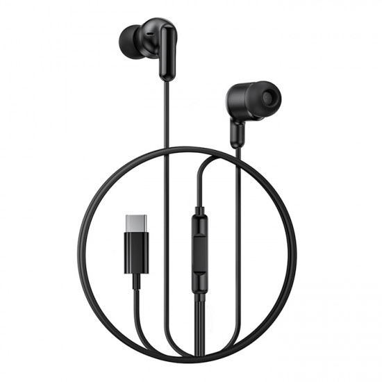 XO EP84 BLACK COLOR Ενσύρματα In-Ear ακουστικά με μικρόφωνο και βύσμα USB-C, σε μαύρο χρώμα - XO