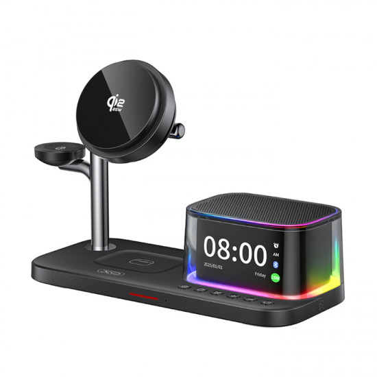 XO CX045 Charging Station για κινητό, smartwatch και ακουστικά με ηχείο και ρολόι, 25W - XO