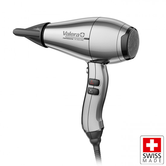 VALERA SWISS SILENT JET 8600 D Επαγγελματικό σεσουάρ μαλλιών με AC μοτέρ 2400W και καλώδιο με σύστημα Rotocord στη λαβή για περιστροφή 360°, σε ασημί χρώμα. - VALERA