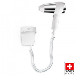 VALERA ACTION SUPER PLUS 1600 WHITE / CHROME Σεσουάρ μαλλιών ξενοδοχειακού τύπου με επιτοίχια βάση, 1600W σε λευκό χρώμα. - VALERA