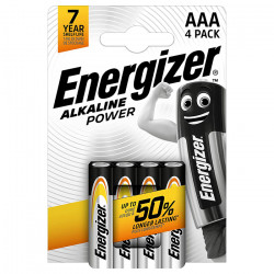 ENERGIZER AAA-LR03/4TEM Αλκαλική μπαταρία Εnergizer Alkaline Power ΑΑA-LR03, σε blister 4 τεμαχίων. - ENERGIZER