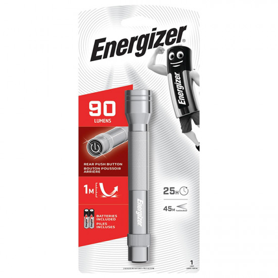 ENERGIZER FLASHLIGHT METAL 2AA 90 LUMENS Φακός Energizer Metal LED με 2 μπαταρίες AA και φωτεινότητα 90 Lumens. - ENERGIZER