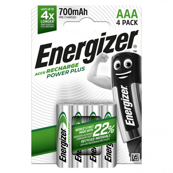 ENERGIZER AAA-HR03/700mAh/4TEM Επαναφορτιζόμενη μπαταρία Εnergizer AAA-HR03 Power Plus, σε blister 4 τεμαχίων. - ENERGIZER
