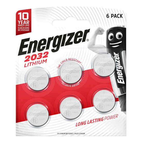 ENERGIZER CR2032/6PCS LITHIUM COIN BLISTER Μπαταρία λιθίου (κουμπί) Energizer CR2032, σε blister 6 μπαταριών. - ENERGIZER