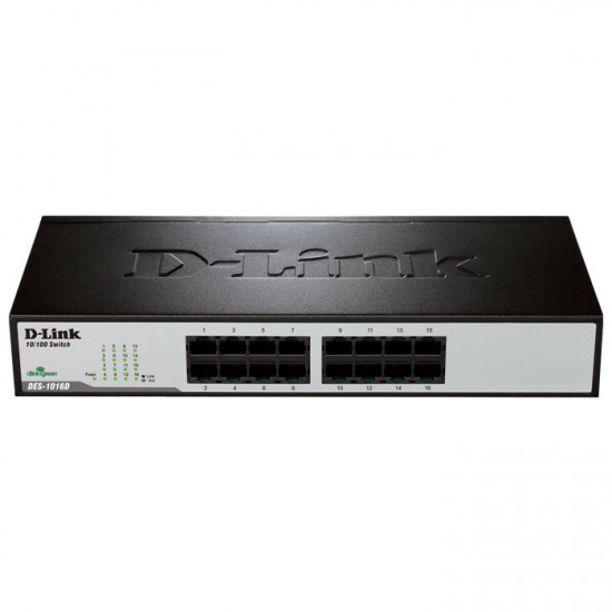 D-LINK DES-1016D 16-Port Ethernet 10/100 Unmanaged Desktop Rackmount Switch - D-LINK