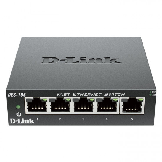 D-LINK DES-105 5-Port Fast Ethernet Unmanaged Desktop Switch. - D-LINK