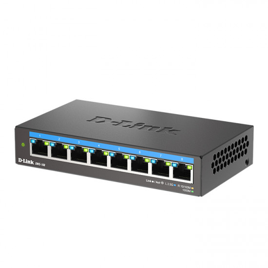 D-LINK DMS-108 8-Port 2.5G Multi-Gigabit Desktop Switch. - D-LINK