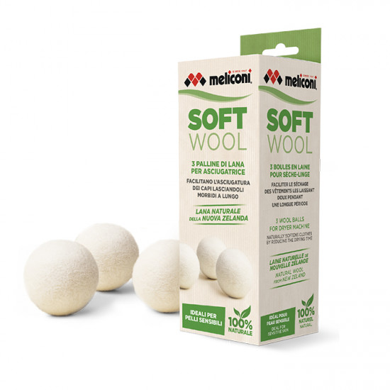 MELICONI SOFT WOOL 3PL Μαλακές μάλλινες μπάλες για το στεγνωτήριο, 3τμχ. - MELICONI