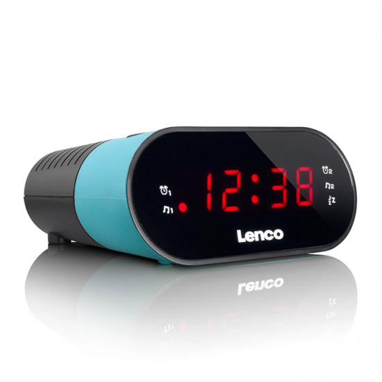 LENCO CR-07 BLUE Επιτραπέζιο ψηφιακό ρολόι-ξυπνητήρι με ραδιόφωνο, οθόνη LED και λειτουργία snooze. - LENCO