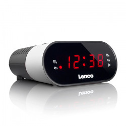 LENCO CR-07 WHITE Επιτραπέζιο ψηφιακό ρολόι-ξυπνητήρι με ραδιόφωνο, οθόνη LED και λειτουργία snooze. - LENCO