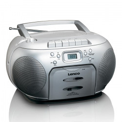 LENCO SCD-420SI Φορητό ραδιόφωνο με CD, κασέτα και οθόνη LCD, σε ασημί χρώμα. - LENCO