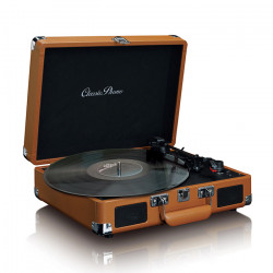 LENCO CLASSIC PHONO TT-10BN Πικάπ με ενσωματωμένα ηχεία 3W και βαλίτσα μεταφοράς, σε καφέ χρώμα. - LENCO