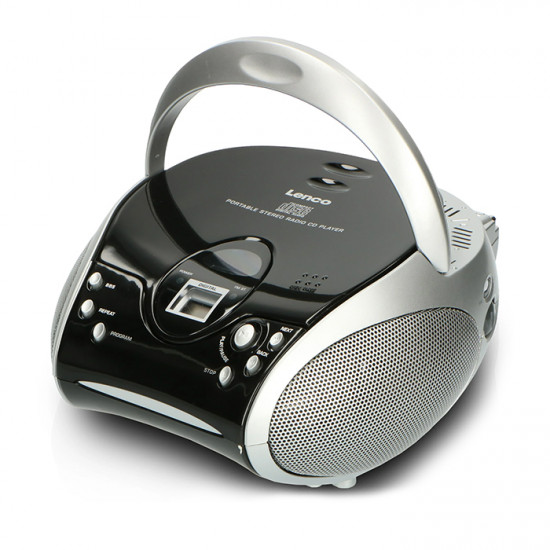 LENCO SCD-24 BLACK/SILVER Φορητό ραδιόφωνο με CD και οθόνη LCD, σε μαύρο/ασημί χρώμα. - LENCO