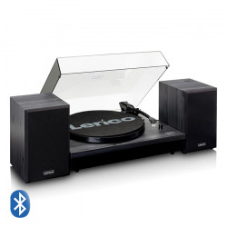 LENCO LS-301BK Πικάπ με 2 εξωτερικά ηχεία 20W, σύνδεση Bluetooth και βύσμα EE/UK, σε μαύρο χρώμα. - LENCO