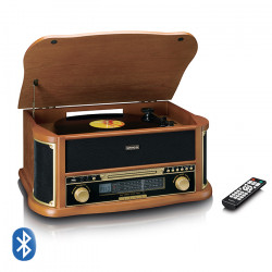 LENCO CLASSIC PHONO TCD-2551WD Πικάπ σε ρετρό σχεδιασμό με ενσωματωμένα ηχεία 10W, Bluetooth, ραδιόφωνο AM/FM, CD player, κασετόφωνο και λειτουργία μετατροπής MP3. - LENCO