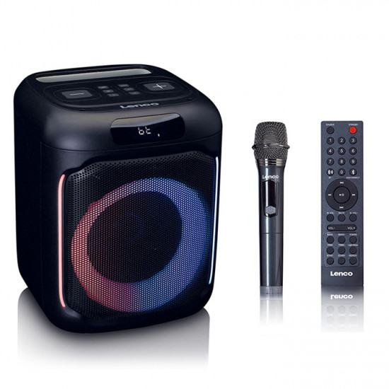 LENCO PA-101BK Party Speaker 100W με Bluetooth, ασύρματο μικρόφωνο και φωτισμό LED. - LENCO