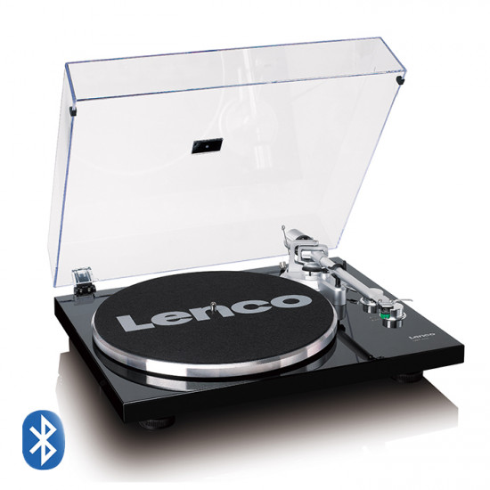 LENCO LBT-215BK Πικάπ με Bluetooth, μεταλλική πλάκα περιστροφής, βραχίονα και αντίβαρο σε premium μαύρο φινίρισμα. - LENCO