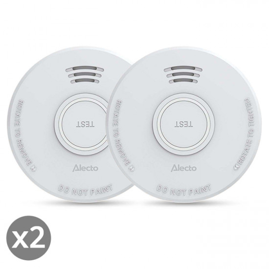 ALECTO SD110 X2 Φωτοηλεκτρικός ανιχνευτής καπνού με σειρήνα 85dB και ειδοποίηση χαμηλής μπαταρίας, σε συσκευασία 2 τεμαχίων. - ALECTO