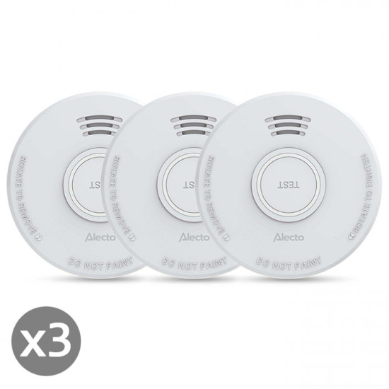 ALECTO SD110 X3 Φωτοηλεκτρικός ανιχνευτής καπνού με σειρήνα 85dB και ειδοποίηση χαμηλής μπαταρίας, σε συσκευασία 3 τεμαχίων. - ALECTO