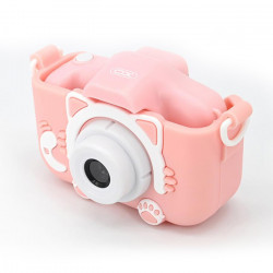 XO XJ01 PINK Παιδική κάμερα dual lens με προστατευτικό κάλυμμα, σε ροζ χρώμα - XO