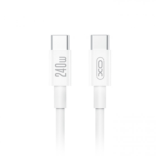 XO NB-Q298 Καλώδιο USB High-Speed Type-C αρσ. - Type-C αρσ. 240W, 1m, σε λευκό χρώμα - XO