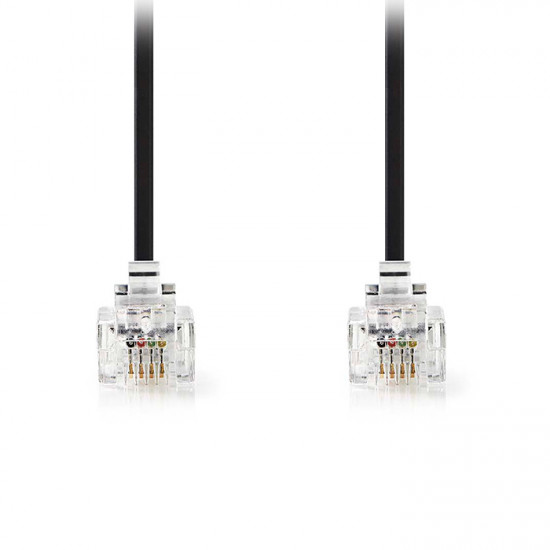 NEDIS TCGL90200BK100 Τηλεφωνικό καλώδιο RJ11 αρσ. - RJ11 αρσ., 10m σε μαύρο χρώμα. - NEDIS